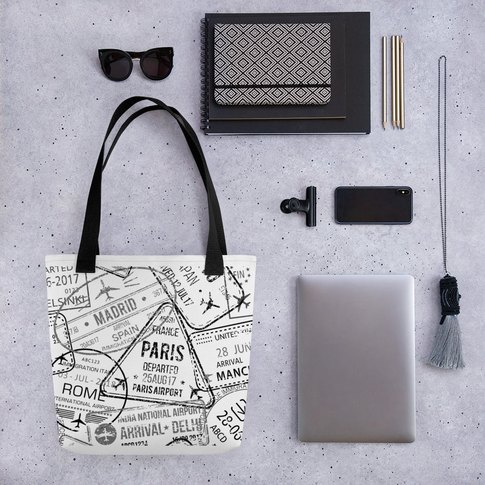 Passport Stamps Tote Bag