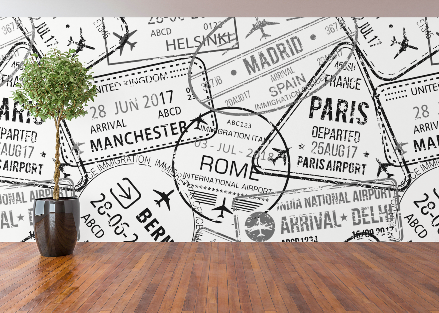 Passport Stamps Seamless Pattern