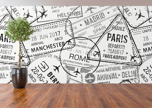 Passport Stamps Seamless Pattern