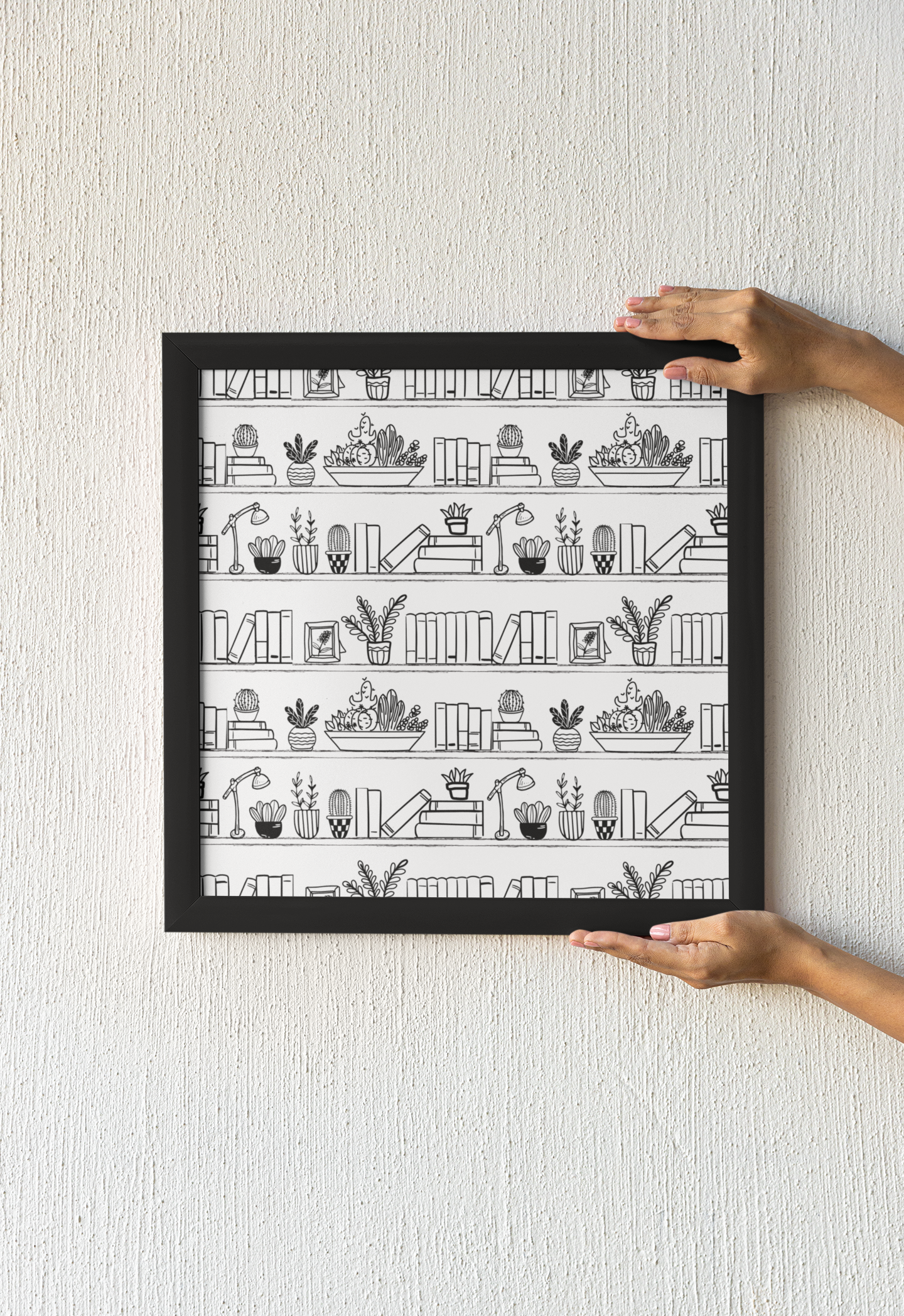 Botanical Bookshelf Seamless Pattern