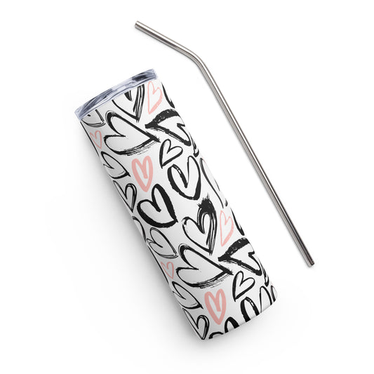 Pink and Black Valentine 20 oz Stainless Steel Tumbler