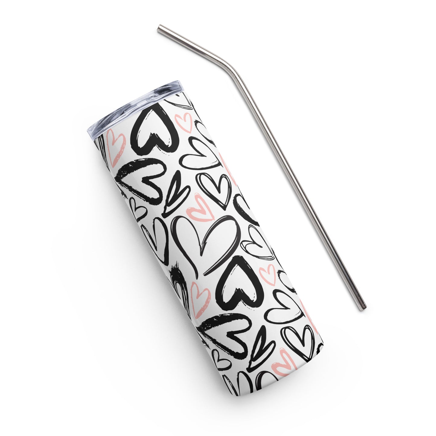 Pink and Black Valentine 20 oz Stainless Steel Tumbler