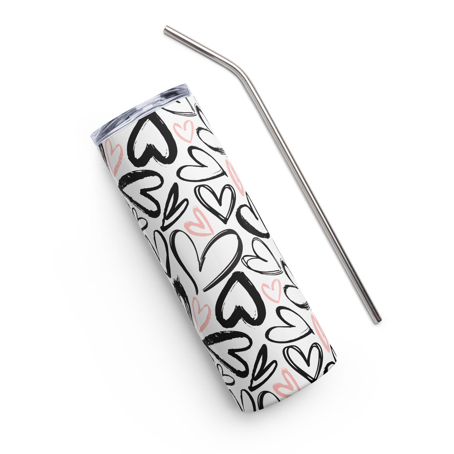 Pink and Black Valentine 20 oz Stainless Steel Tumbler